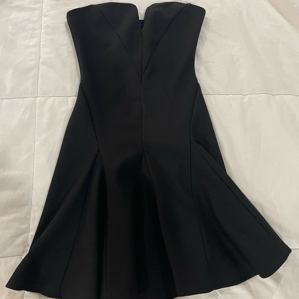 Black strapless cocktail dress